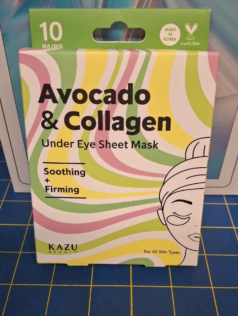 Kazu Beauty Avocado & Collagen Under Eye Sheet Mask 5 Pairs per Box New